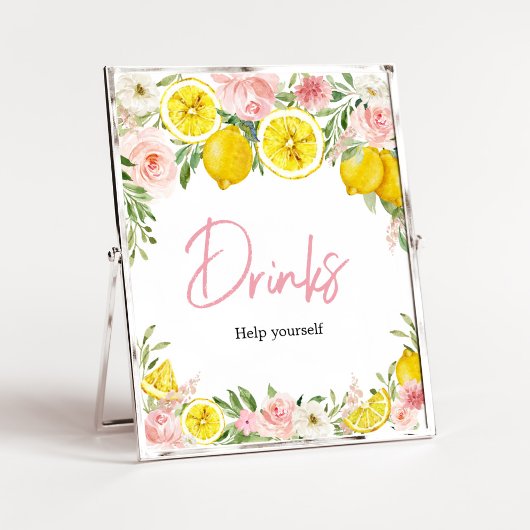Pink Floral Lemon Drinks Poster