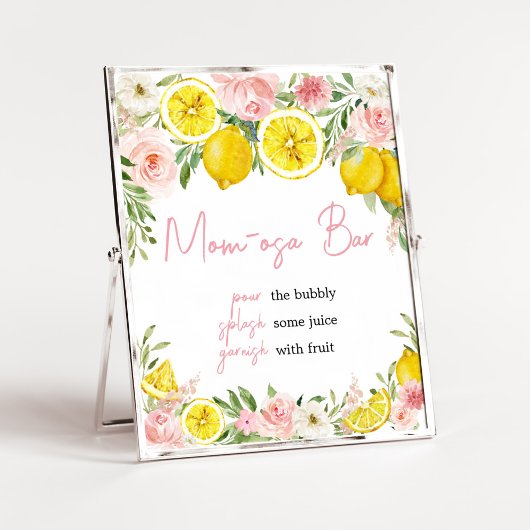 Pink Floral Lemon Mama Osa Bar Poster