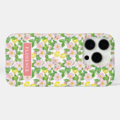 Pink Floral Lemon Muster Monogramm Case-Mate iPhone Hülle (Rückseite (Horizontal))