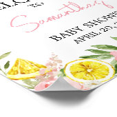 Pink Floral Lemon Willkommen Poster (Ecke)