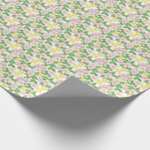 Pink Floral Lemons Muster Geschenkpapier (Ecke)