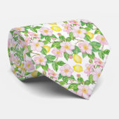 Pink Floral Lemons Muster Krawatte (Gerollt)