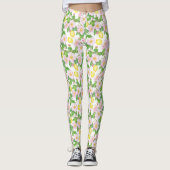 Pink Floral Lemons Muster Leggings (Vorderseite)