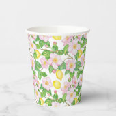 Pink Floral Lemons Muster Pappbecher (Links)