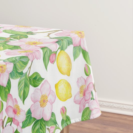 Pink Floral Lemons Muster Tischdecke (Beispiel)