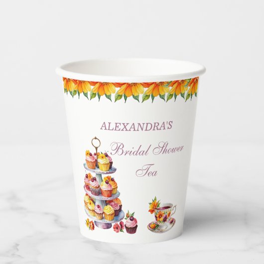 Pink Floral Lilac Tee Party Brautparty Papier Cu Pappbecher (Vorderseite)