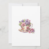 Pink Floral Lilac Whimsical Tea Baby Dusche Einladung (Rückseite)