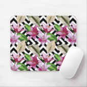 Pink Floral Lily Mouse Pad Mousepad (Mit Mouse)
