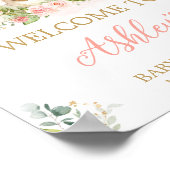 Pink Floral Little Bunny Baby Dusche Willkommen Poster (Ecke)
