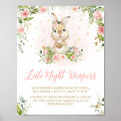 Pink Floral Little Bunny Late Night Diapers Poster (Vorne)