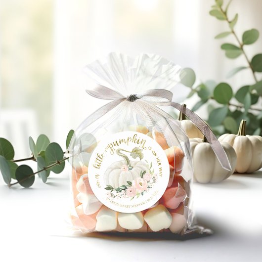 Pink Floral Little Pumpkin Fall Baby Dusche Runder Aufkleber