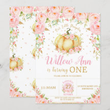 Pink Floral Little Pumpkin Girl 1. Geburtstag