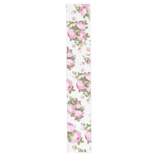 Pink Floral Long Table Runner Großer Tischläufer (Vorderseite)