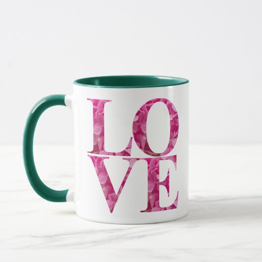 Pink Floral LOVE Square Tasse (Links)