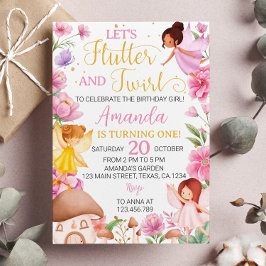 Pink Floral Magical Fairy Geburtstag Einladung