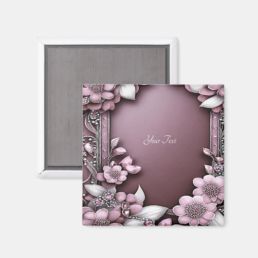 Pink Floral Magnet (Vorderseite/Rückseite)