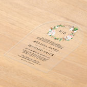 Pink Floral Magnolia Monogram Wedding   Acryleinladungen (Ablage )