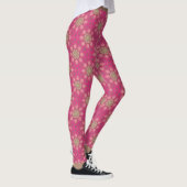 Pink Floral Mandala Circle Batik Muster Leggings (Rechts)