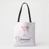 Pink Floral Martini Bridesmaid Bachelorette Tasche (Vorderseite)