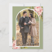Pink Floral Mason Jar Foto Hochzeit Save The Date (Rückseite)