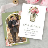 Pink Floral Mason Jar Foto Hochzeit Save The Date