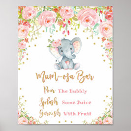 Pink Floral Mimosa Mumosa Bar Schild Kinderdusche