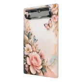 Pink Floral Mini Clipboard – Cute Flower Stationer Klemmbrett (Gewinkelt2)