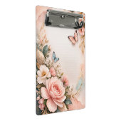 Pink Floral Mini Clipboard – Cute Flower Stationer Klemmbrett (Schrägansicht)