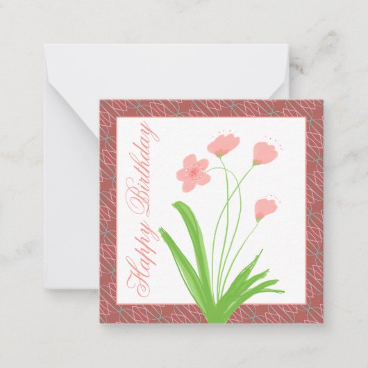 Pink Floral Mini Mitteilungskarte (Vorderseite)