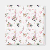 Pink Floral Minimalistisch Pariser Magnet (Vorne)
