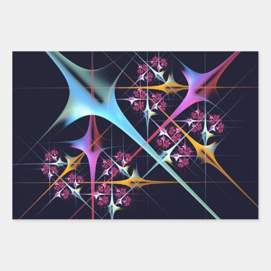 Pink Floral Modernes Abstraktes Kunstfarbmuster #0 Geschenkpapier Set (Vorderseite 3)