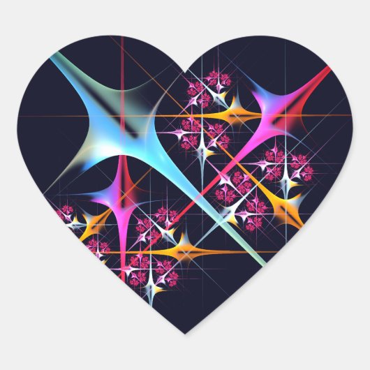 Pink Floral Modernes Abstraktes Kunstfarbmuster #0 Herz-Aufkleber (Vorderseite)