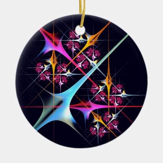 Pink Floral Modernes Abstraktes Kunstfarbmuster #0 Keramik Ornament (Vorne)