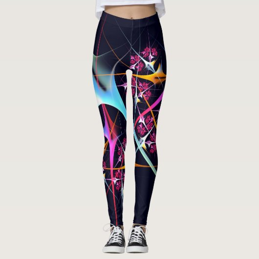 Pink Floral Modernes Abstraktes Kunstfarbmuster #0 Leggings (Vorderseite)