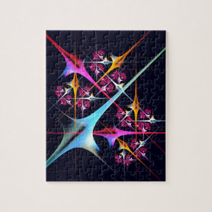 Pink Floral Modernes Abstraktes Kunstfarbmuster #0 Puzzle