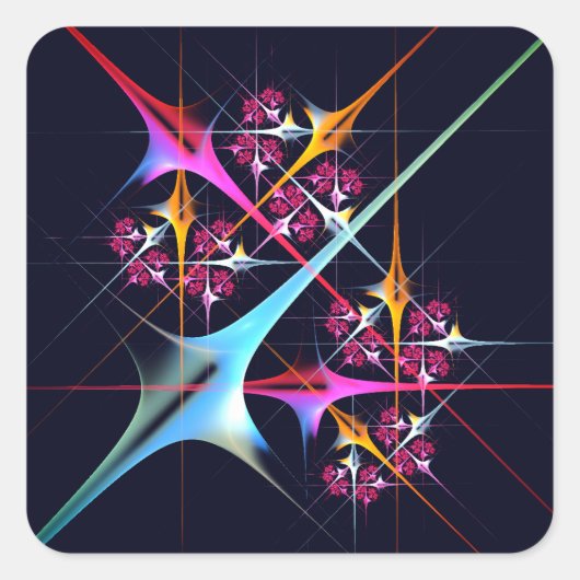Pink Floral Modernes Abstraktes Kunstfarbmuster #0 Quadratischer Aufkleber (Vorderseite)