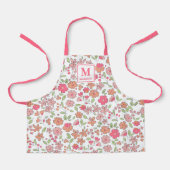 Pink Floral Monogram Apron Schürze (Vorderseite)