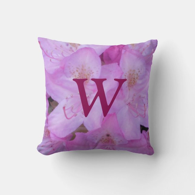 Pink Floral Monogram Kissen (Vorderseite)