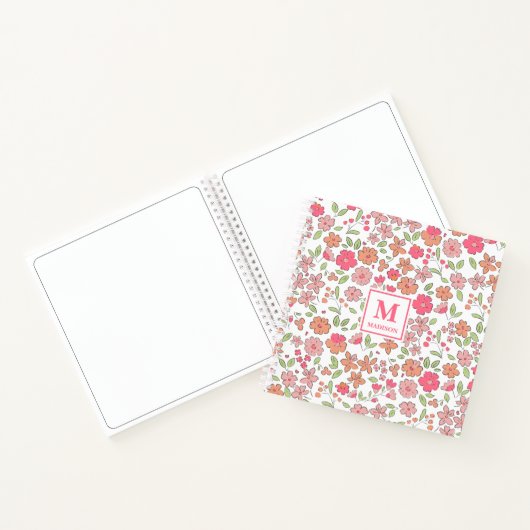 Pink Floral Monogram Notebook Journal Notizblock (Innenseite)