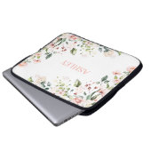 Pink Floral Monogram Watercolor Personalized Name Laptopschutzhülle (Vorne Knopf)