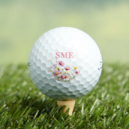 Pink Floral Monogrammed Golfball