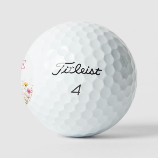 Pink Floral Monogrammed Golfball (Logo)