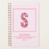 Pink Floral Monogrammed Name Letter S Planer (Vorderseite)