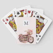Pink Floral Motorcycle Monogram  Spielkarten (Rückseite)