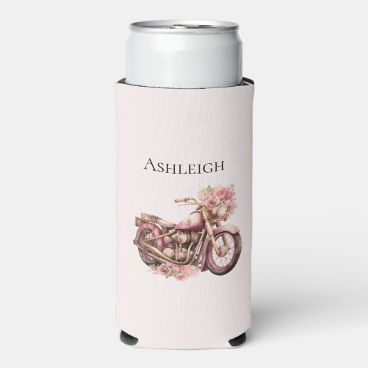 Pink Floral Motorcycle Selters Dosenkühler (Seltzer Vorderseite)
