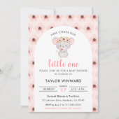 Pink Floral Mouse Baby Shower Einladung (Vorderseite)