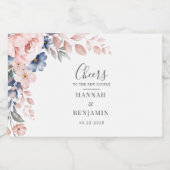 Pink Floral Mr. and Mrs Botanical Wedding Schaumweinetikett (Einzelnes Label)