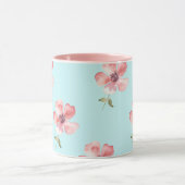 Pink Floral Mug – Blue Pastel Pattern Tasse (Zentrum)