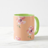 Pink Floral Mug – Orange Pastel Pattern Tasse (VorderseiteRechts)