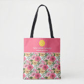 Pink Floral Muster Custom Pickleball Paddel Tasche (Vorderseite)